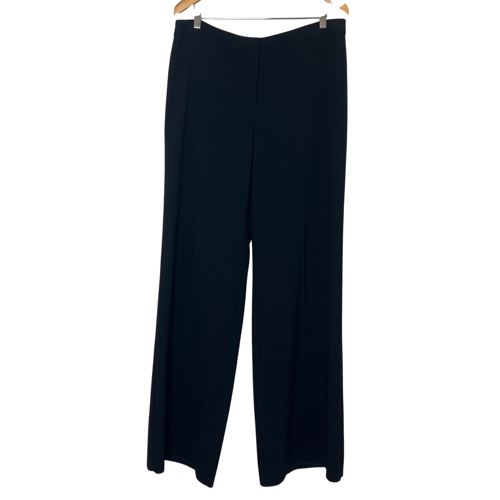 St. John Collection Black Wide Leg Trousers Pants Women Size 14 Made in USA